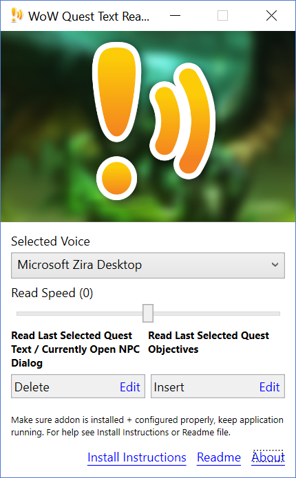 WoW Quest Text Reader interface